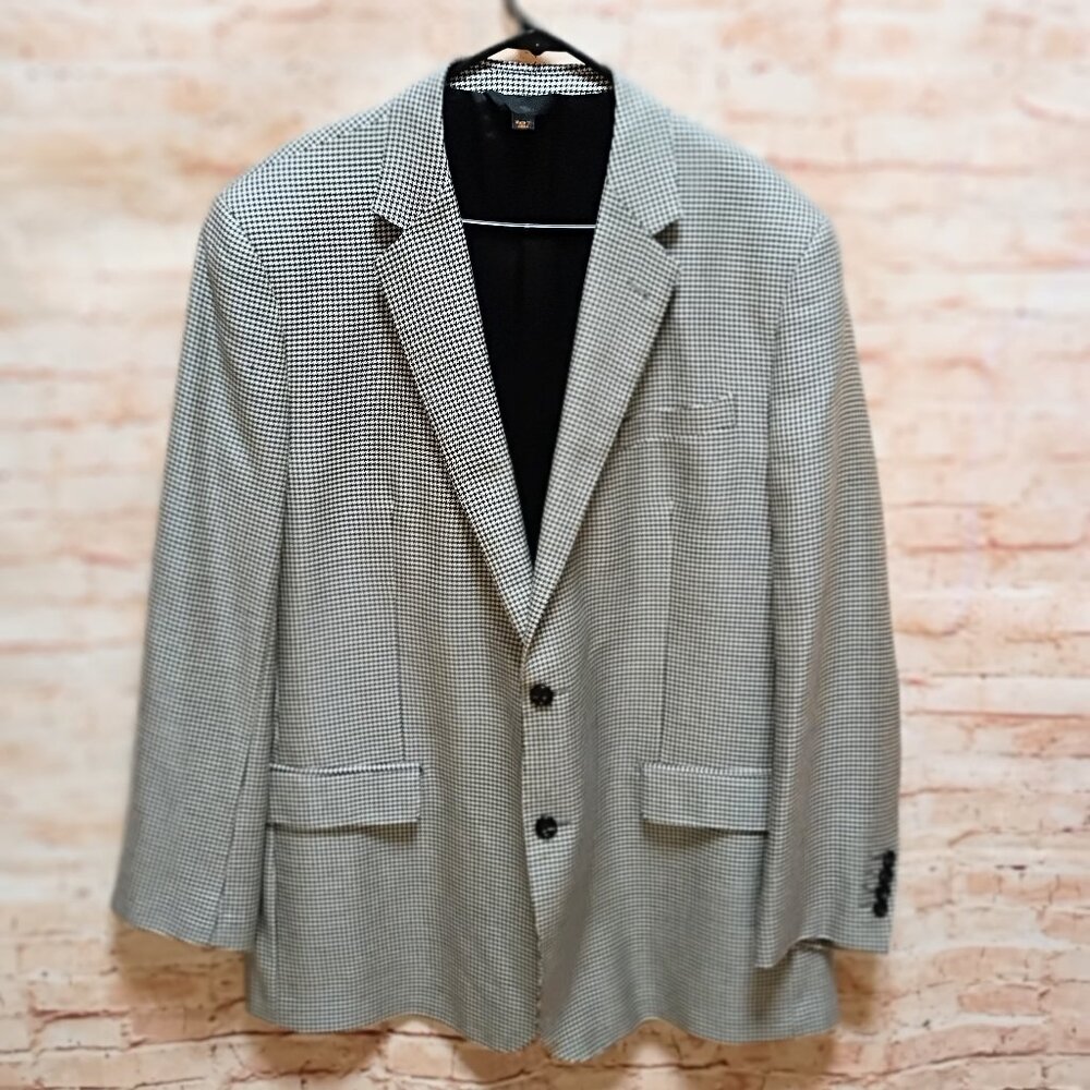 Baroni Men's Black/Whit Hounds Tooth Classic Sport Coat